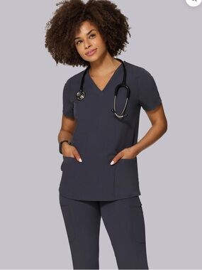 Mandala Women's Charcoal V-Neck Scrub Set